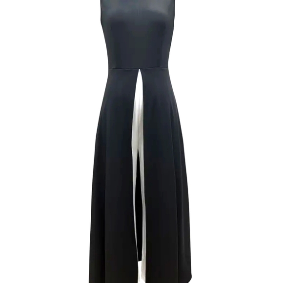 Crew Neck Jumpsuit, Black & White, Size: M - Picture 2 of 2